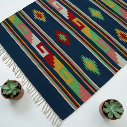Multi Color Cotton Woven Dhurrie