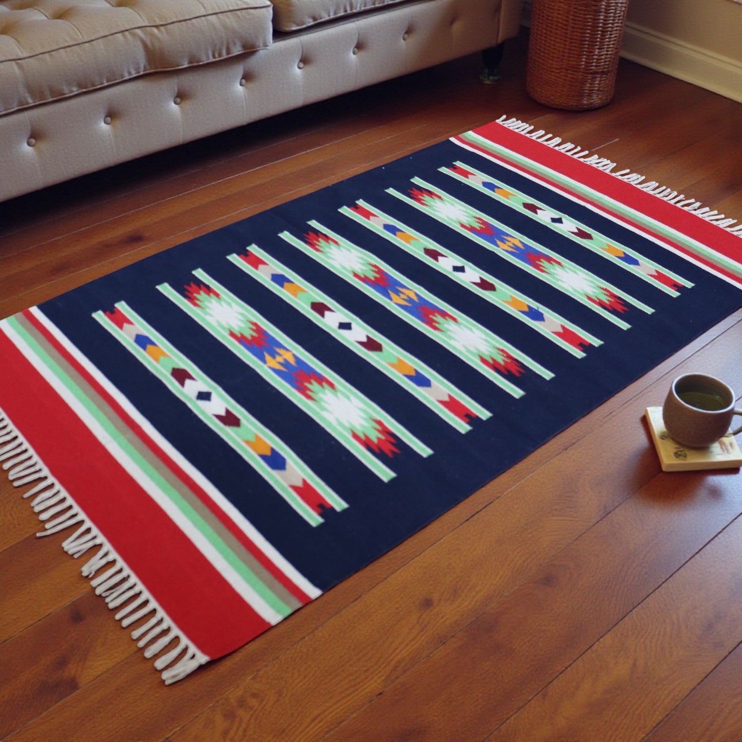 Multi Colour Cotton Woven Dhurrie