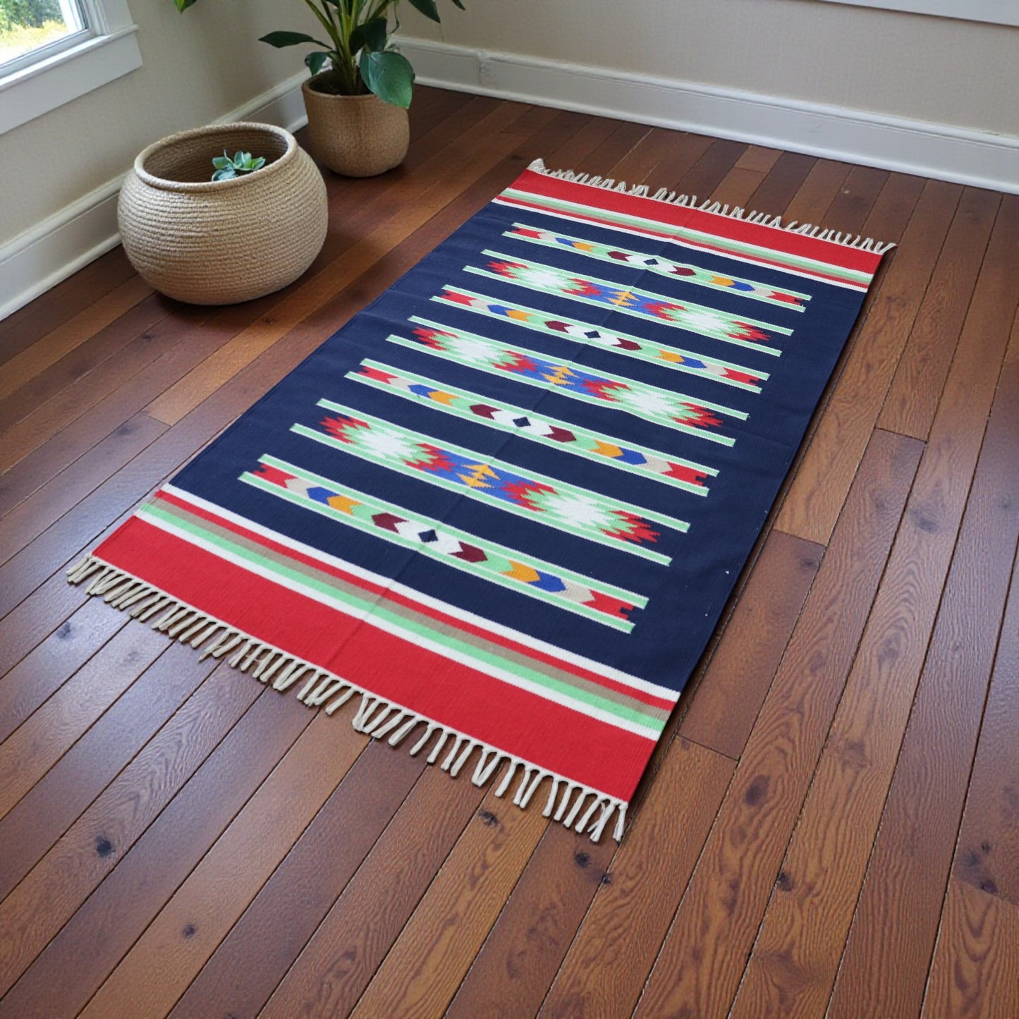 Multi Colour Cotton Woven Dhurrie