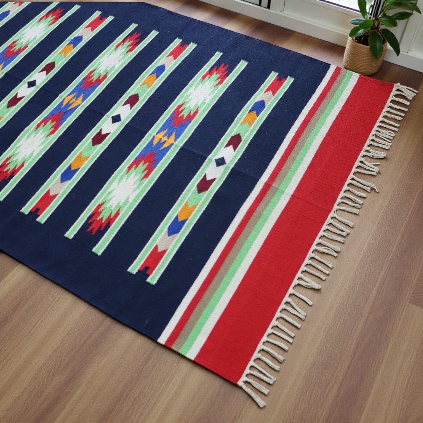 Multi Colour Cotton Woven Dhurrie