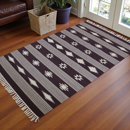 Nidhi Handwoven Cotton Dhurrie(Color Coffee Brown)