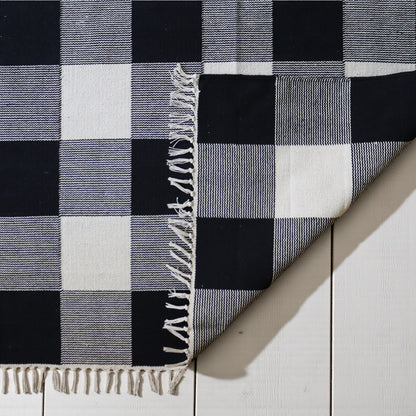 Black White Cotton Handwoven Dhurrie