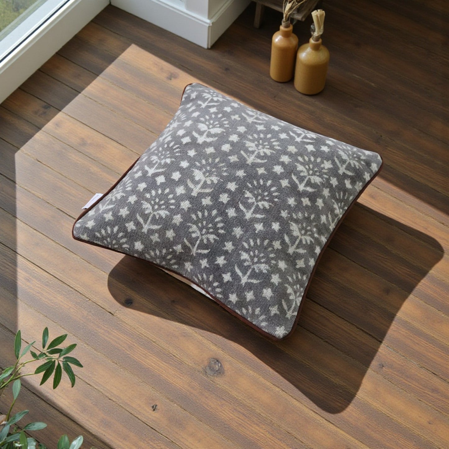 Vira Dabu Block Printed Dhurrie Cushion Cover