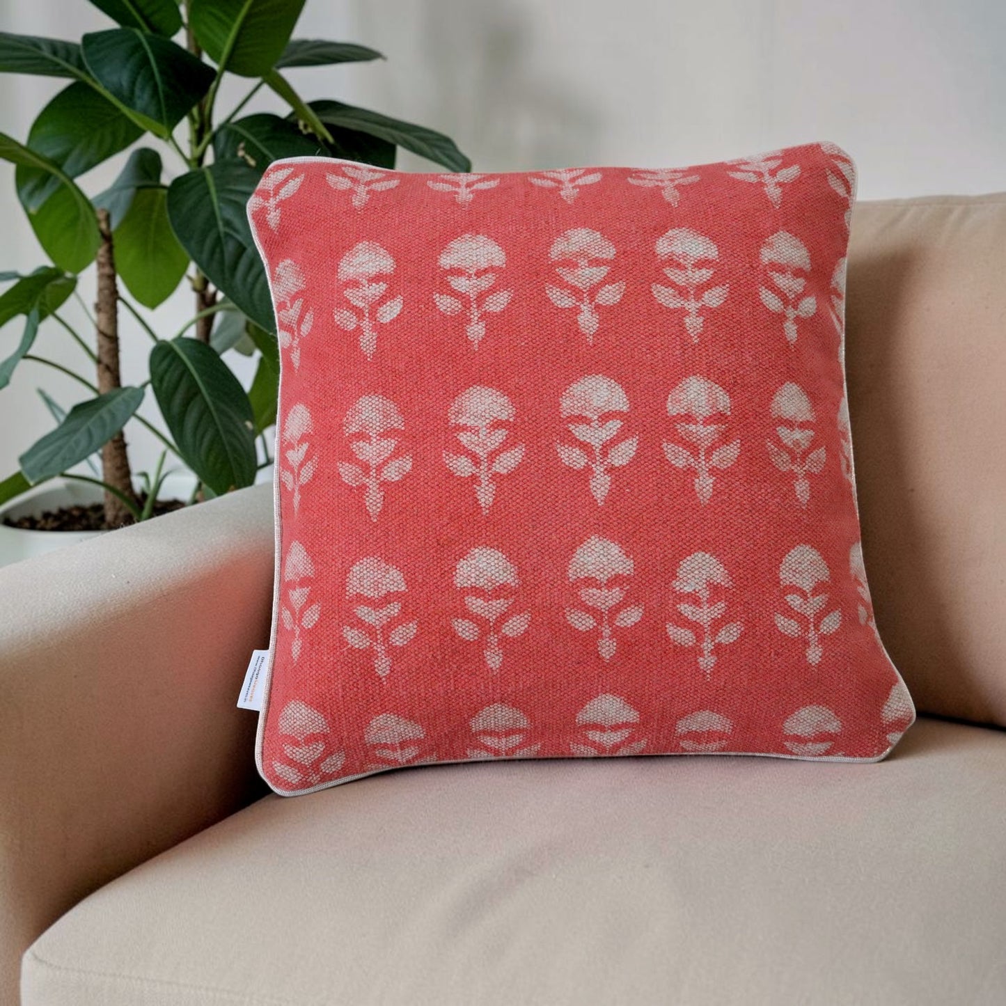Laya Dabu Block Printed Dhurrie Cushion Cover