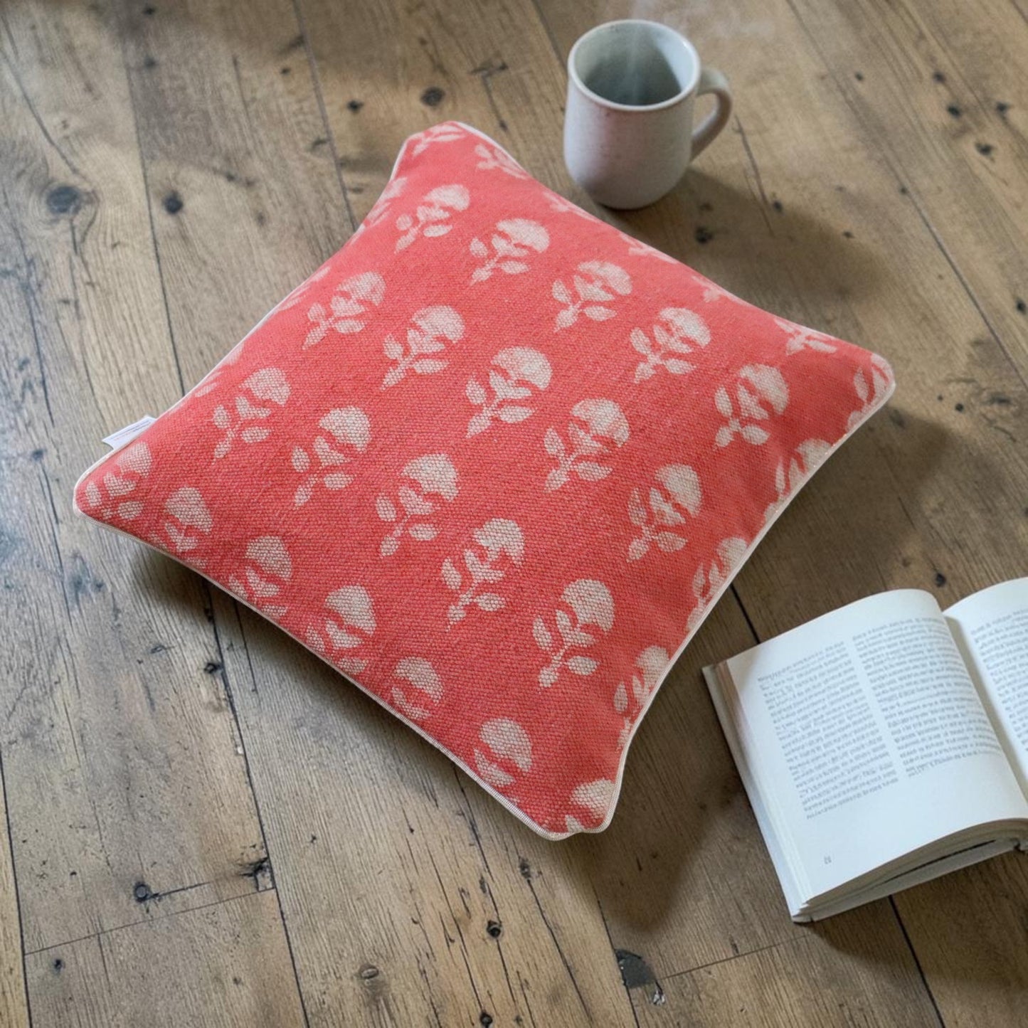 Laya Dabu Block Printed Dhurrie Cushion Cover