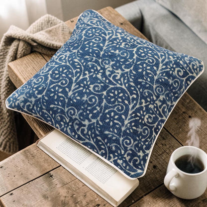 Citra Indigo Dabu Block Printed Dhurrie Cushion Cover