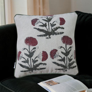 Marie Gold Block Printed Dhurrie Cushion Cover