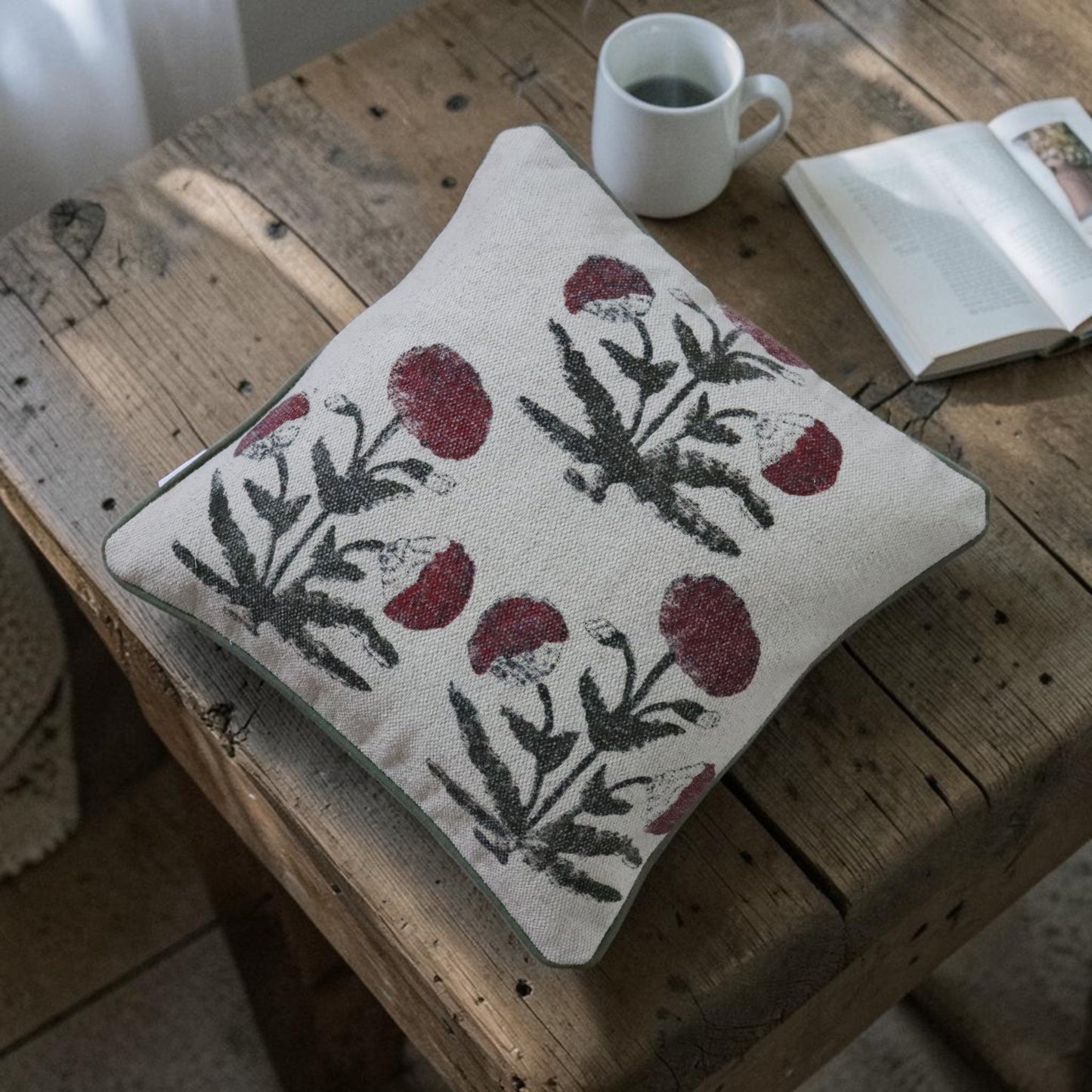 Marie Gold Block Printed Dhurrie Cushion Cover