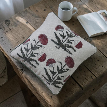Marie Gold Block Printed Dhurrie Cushion Cover