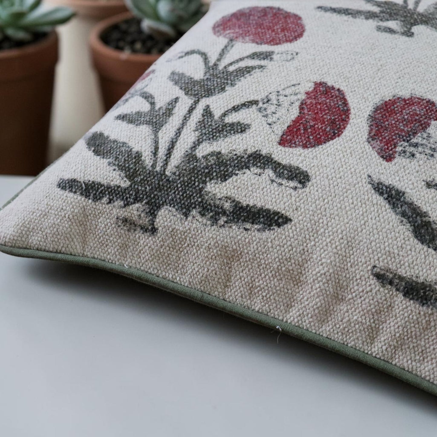 Marie Gold Block Printed Dhurrie Cushion Cover