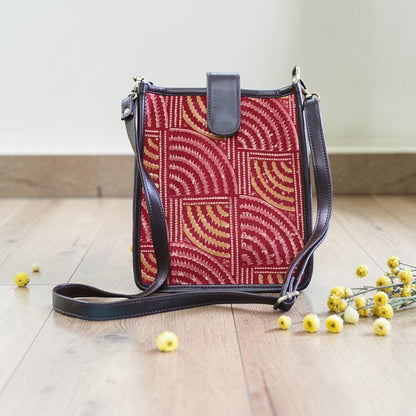 Kalamkari Block Printed Red Sling Bag
