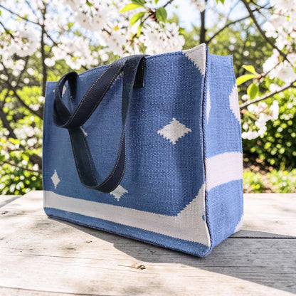 Woven Diamond Dhurrie Tote Bag