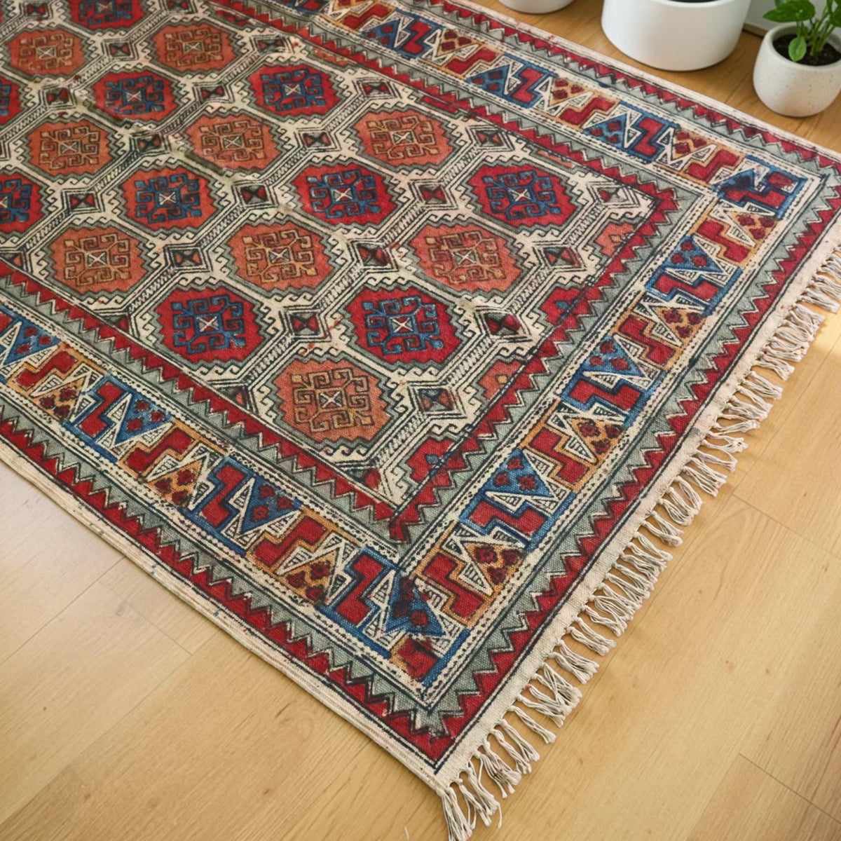 Riya Cotton kalamkari Hand block Printed Dhurrie