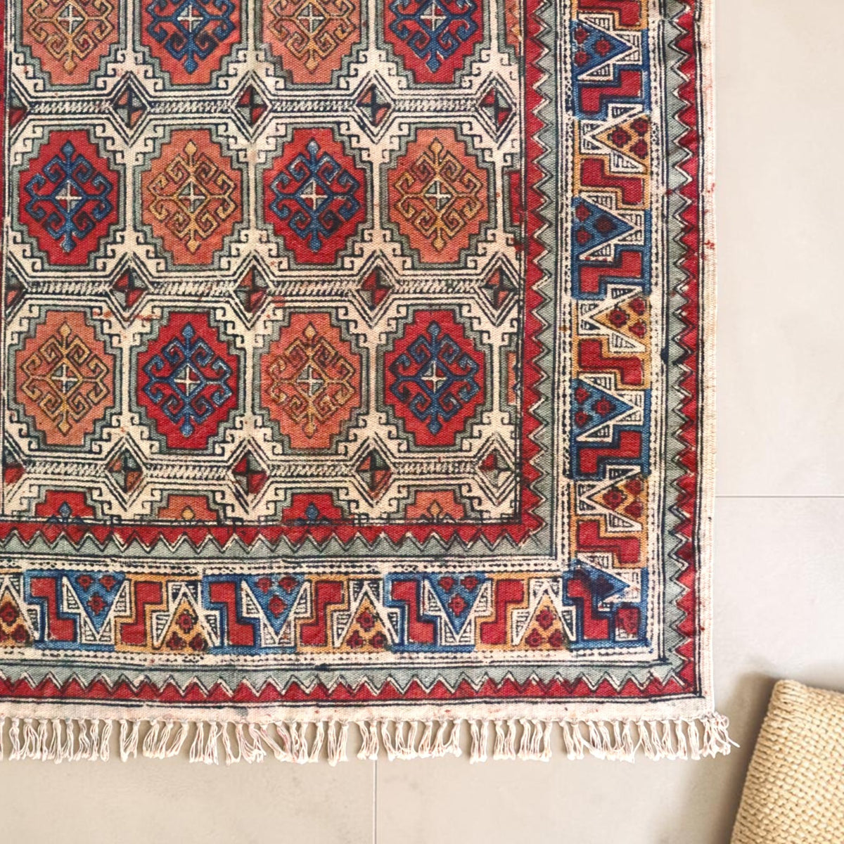 Riya Cotton kalamkari Hand block Printed Dhurrie