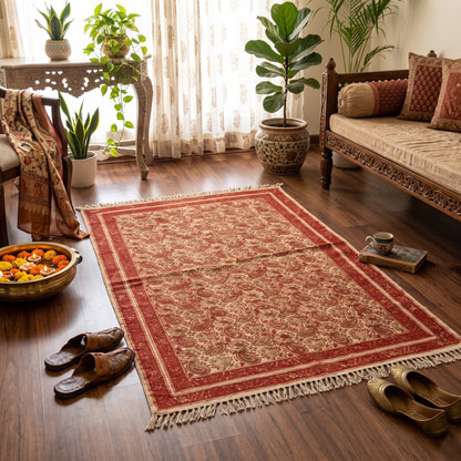 Smita Cotton Kalamkari Hand Block Printed Dhurrie