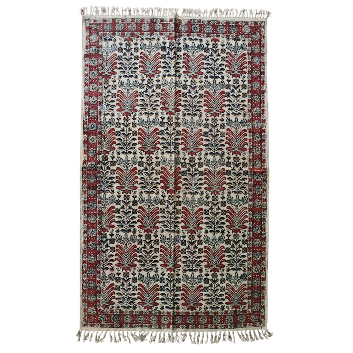 Bhasi Kalamkari Hand block Printed Cotton Dhurrie