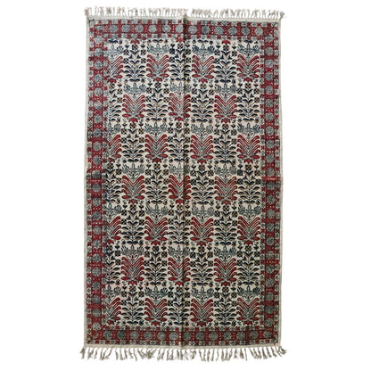 Bhasi Kalamkari Hand block Printed Cotton Dhurrie
