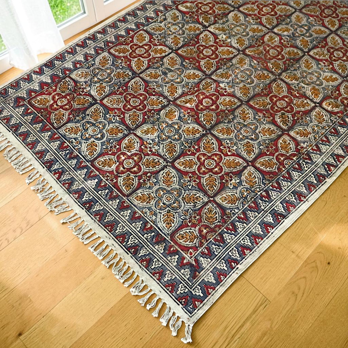 Hina Kalamkari Hand Block Printed Cotton Dhurrie
