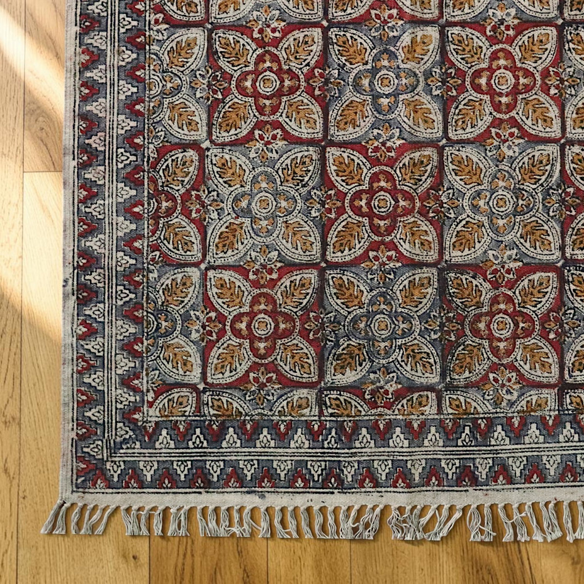 Hina Kalamkari Hand Block Printed Cotton Dhurrie