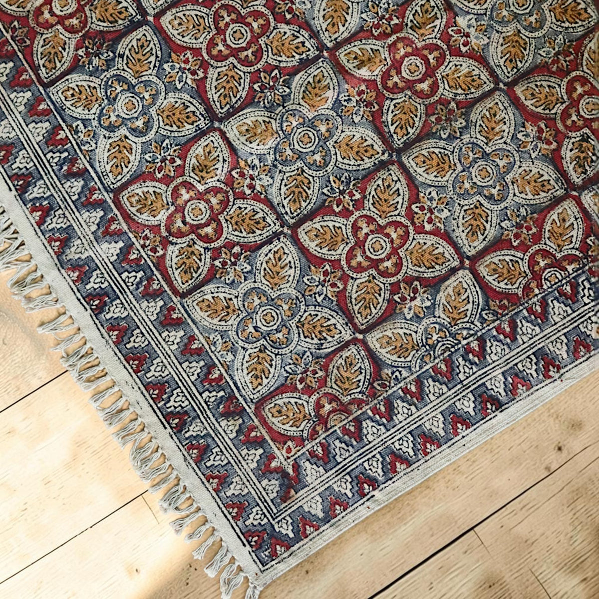 Hina Kalamkari Hand Block Printed Cotton Dhurrie