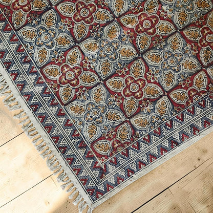 Hina Kalamkari Hand Block Printed Cotton Dhurrie