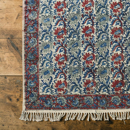 Juhi Kalamkari Hand Block printed Cotton Dhurrie