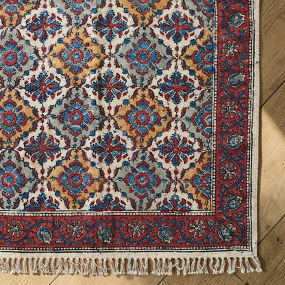 Lasa Cotton Kalamkari Hand Block printed Dhurrie