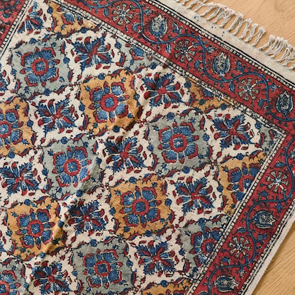 Lasa Cotton Kalamkari Hand Block printed Dhurrie