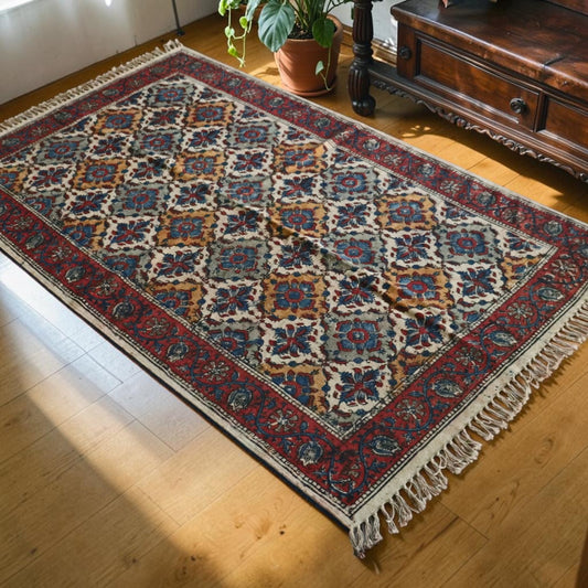 Lasa Cotton Kalamkari Hand Block printed Dhurrie