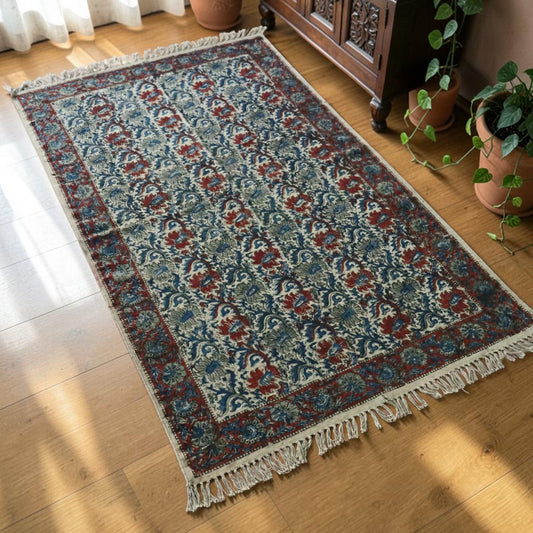 Juhi Kalamkari Hand Block printed Cotton Dhurrie