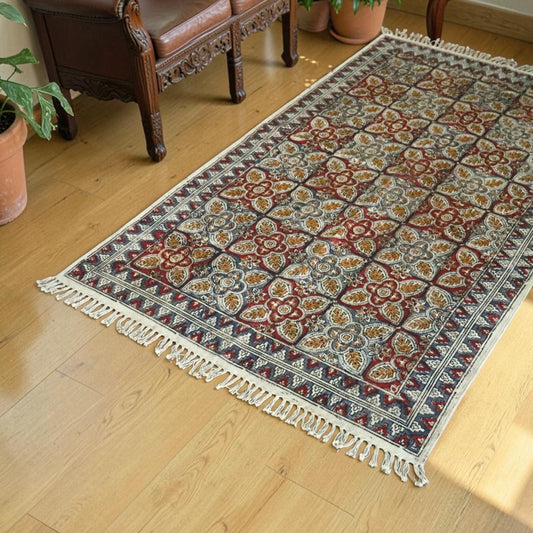 Hina Kalamkari Hand Block Printed Cotton Dhurrie