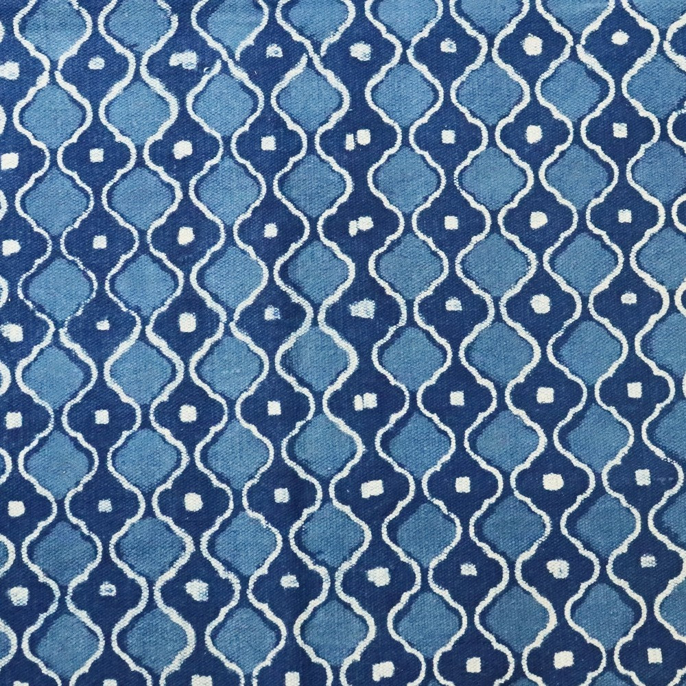 Lina Dabu Indigo Printed Cotton Dhurrie