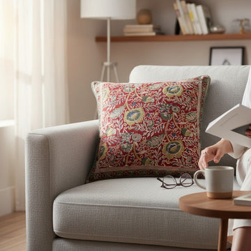Red Ocra Kalamkari Cushion covers