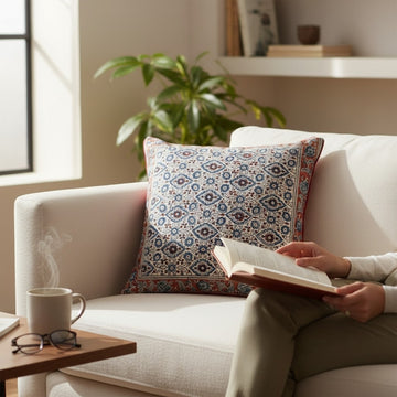 Rust Blue kalamkari Cushion Covers