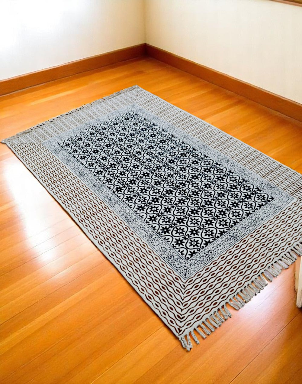 Kamal Cotton Block Printed Dhurrie