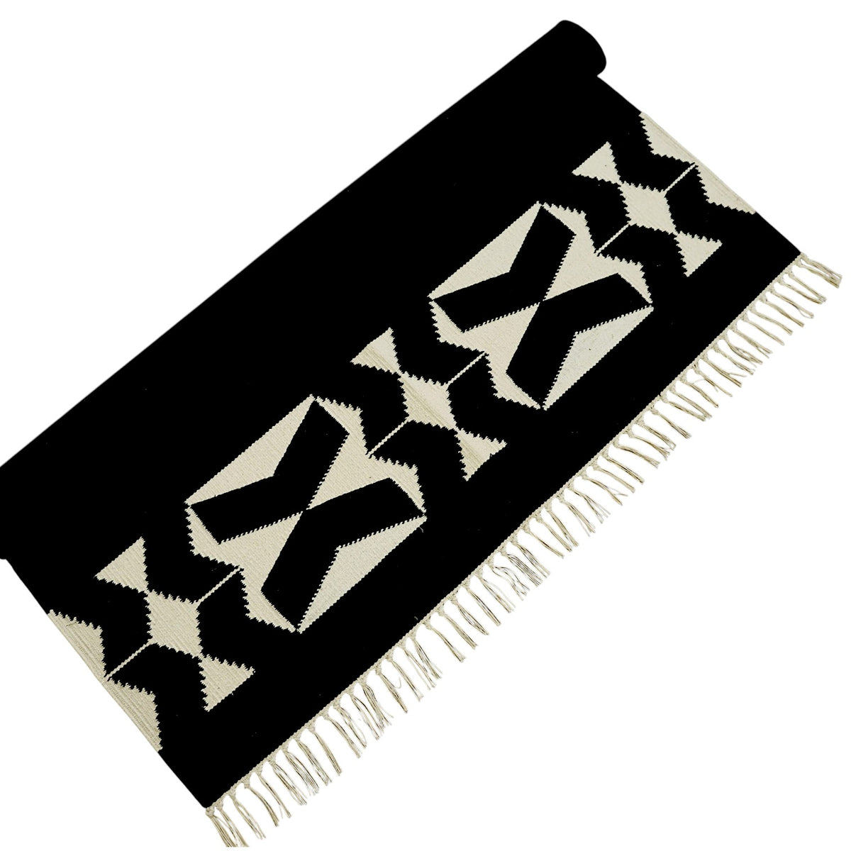 Black & White Pari Cotton Handwoven Dhurrie