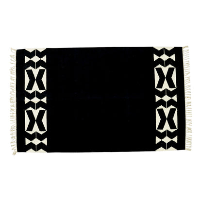 Black & White Pari Cotton Handwoven Dhurrie