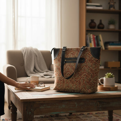 Paisley Kalamkari Dhurrie Tote bag