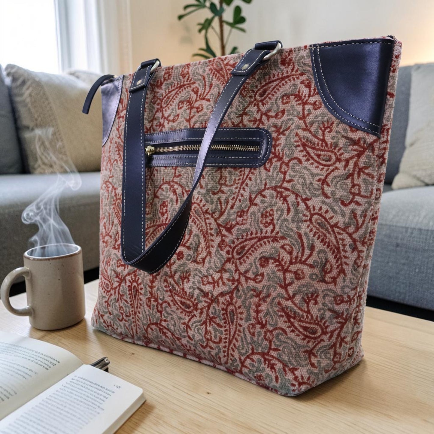 Paisley Kalamkari Dhurrie Tote bag