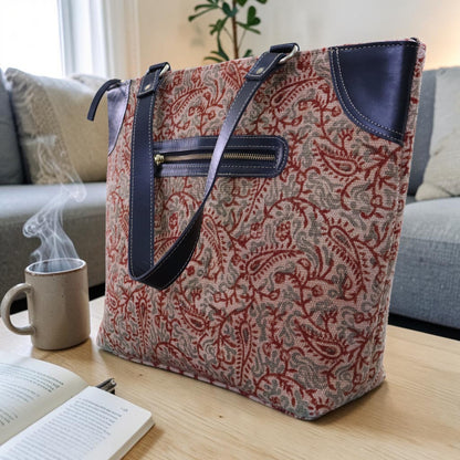 Paisley Kalamkari Dhurrie Tote bag