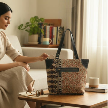 Kalamkari Multi Dhurrie Tote Bag