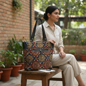 kalamkari raga Kalamakri Dhurrie bag