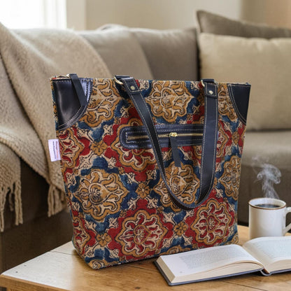 Kalamkari raga Kalamkari Dhurrie  Tote Bag