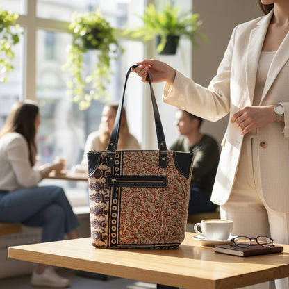 Kalamkari Multi Dhurrie Tote Bag