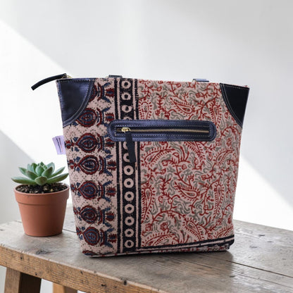 Kalamkari Multi Dhurrie Tote Bag
