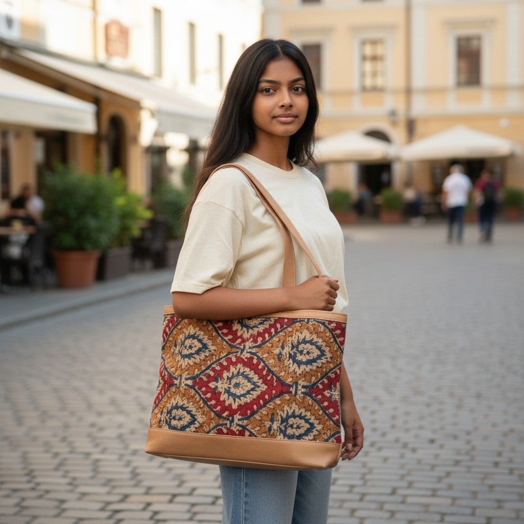 Navya Kalamkari Daily use Dhurrie bag