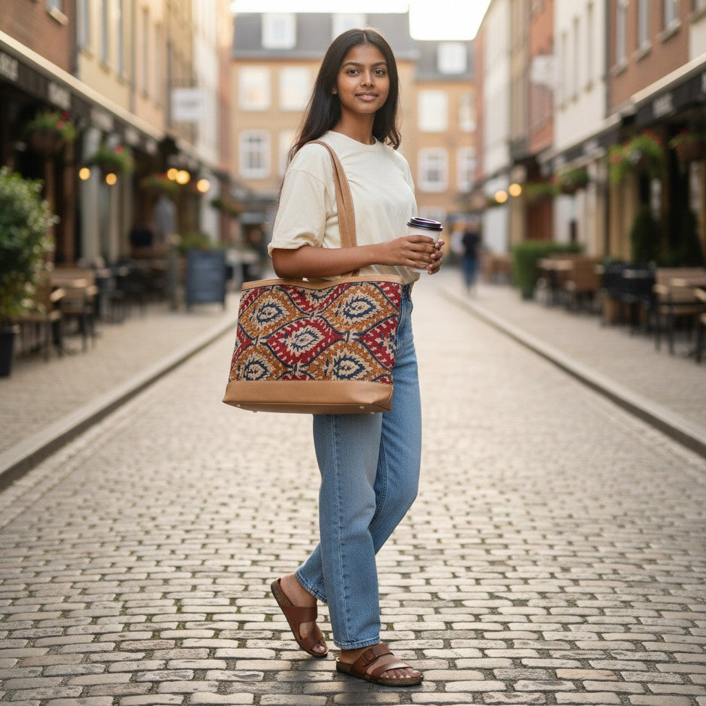 Navya Kalamkari Daily use Dhurrie bag