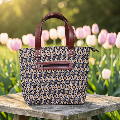 Kalamkari Tote Bag Ocra Blue