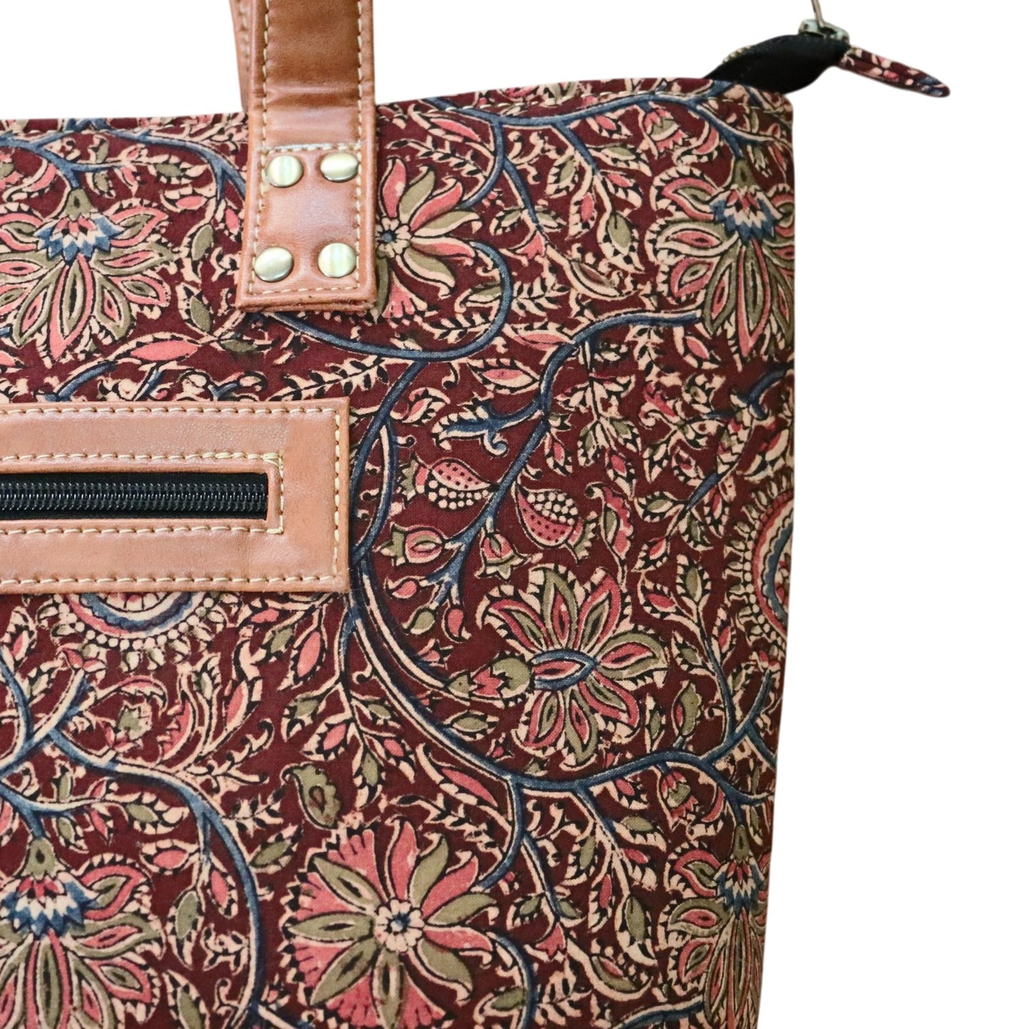 Maroon Pink  Kalamkari Tote Bag