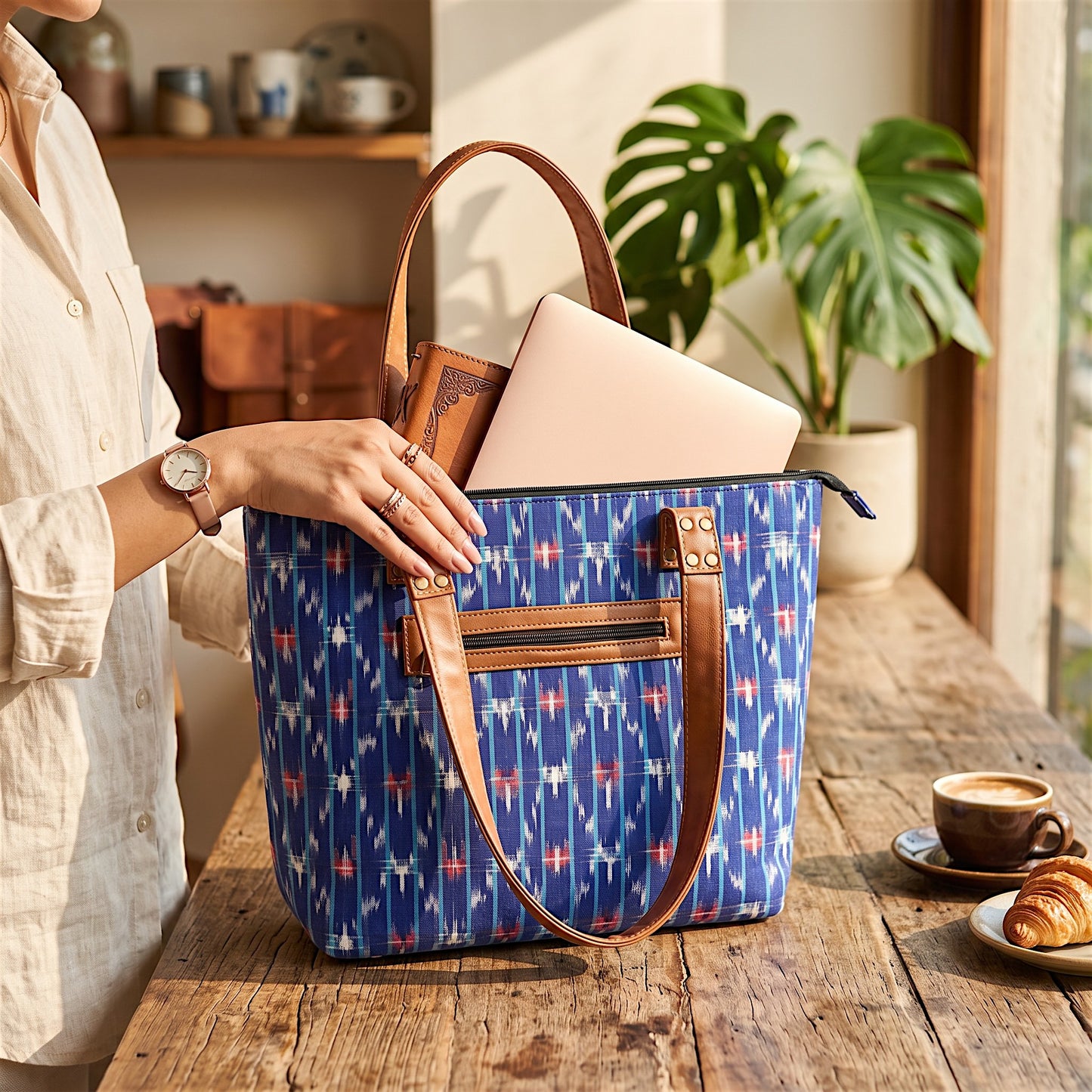 Blue Ikkat Tote Bag